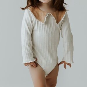Zara Baby Girl Long Sleeve Onesie Ribbed Bodysuit Cream
